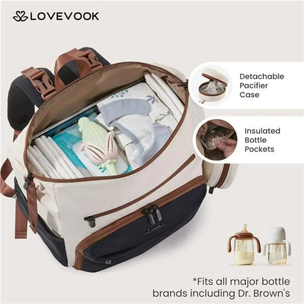 Waterproof diaper bag backpack with changing pad travel baby bag for mom dad